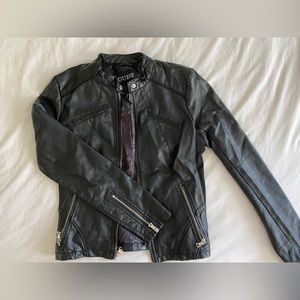 Guess Faux Leather Racer Jacket, size M
